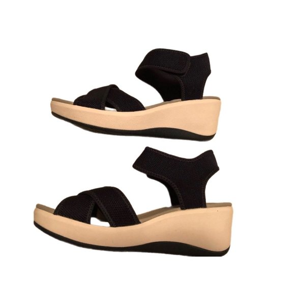 Cloudstepper by Clarks Step Cali Skye Wedge Sandals Womens Size 7M Navy Blue - Picture 2 of 7